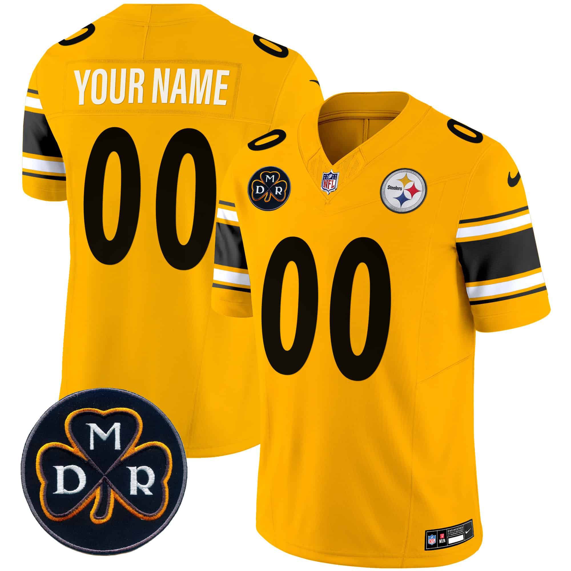 Men Pittsburgh Steelers Yellow 2024 Nike DMR Patch Vapor Limited Custom NFL Jersey->customized nfl jersey->Custom Jersey
